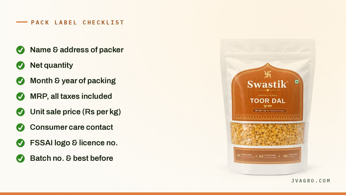 What must be printed on a pack of dal: the labelling checklist